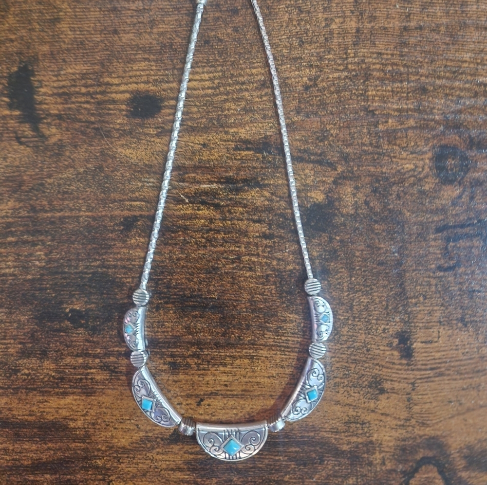Brighton Silver and Turquoise Necklace
